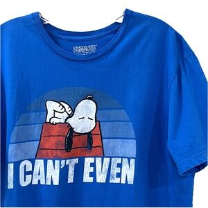 Peanuts Hybrid Unisex Snoopy T-Shirt L Blue Graphic Print I CAN'T EVEN See Notes